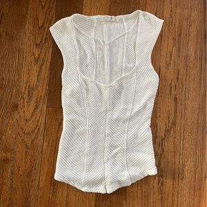 We The Free Ivory Ribbed Knit Top